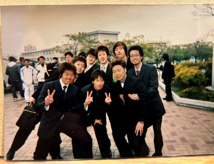 大学卒業式、仲間と